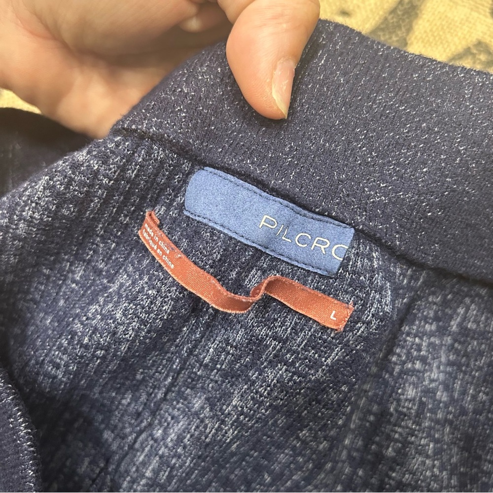 Anthropologie Pilcro Indigo Blue Sweater Ribbed Flare Sweatpants Size L - Picture 7 of 16
